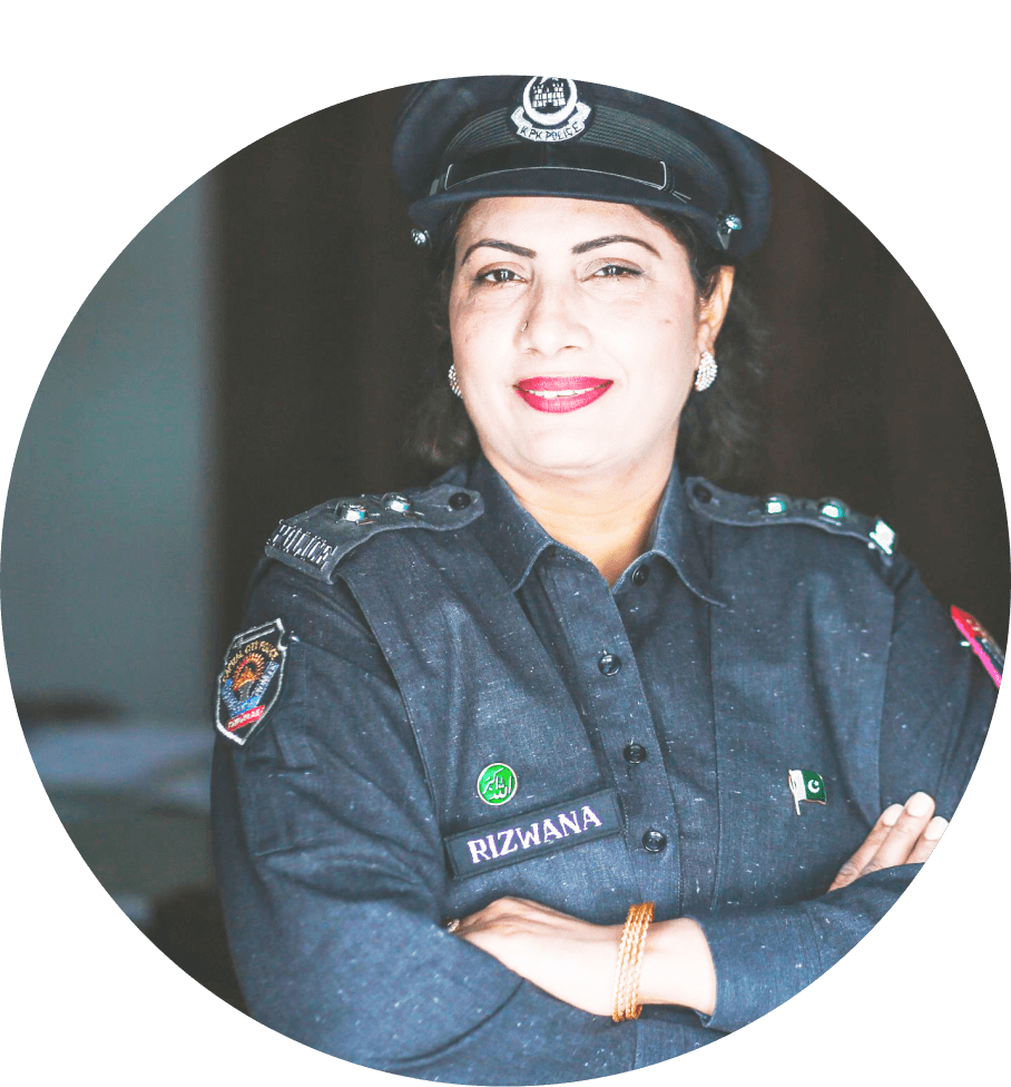 Female police officer in uniform.