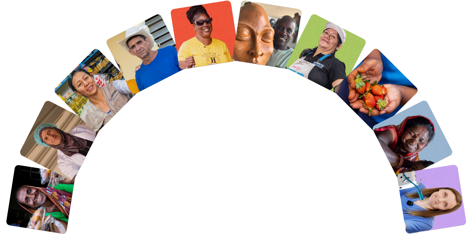 People forming a circle to represent shared opportunity and decent work